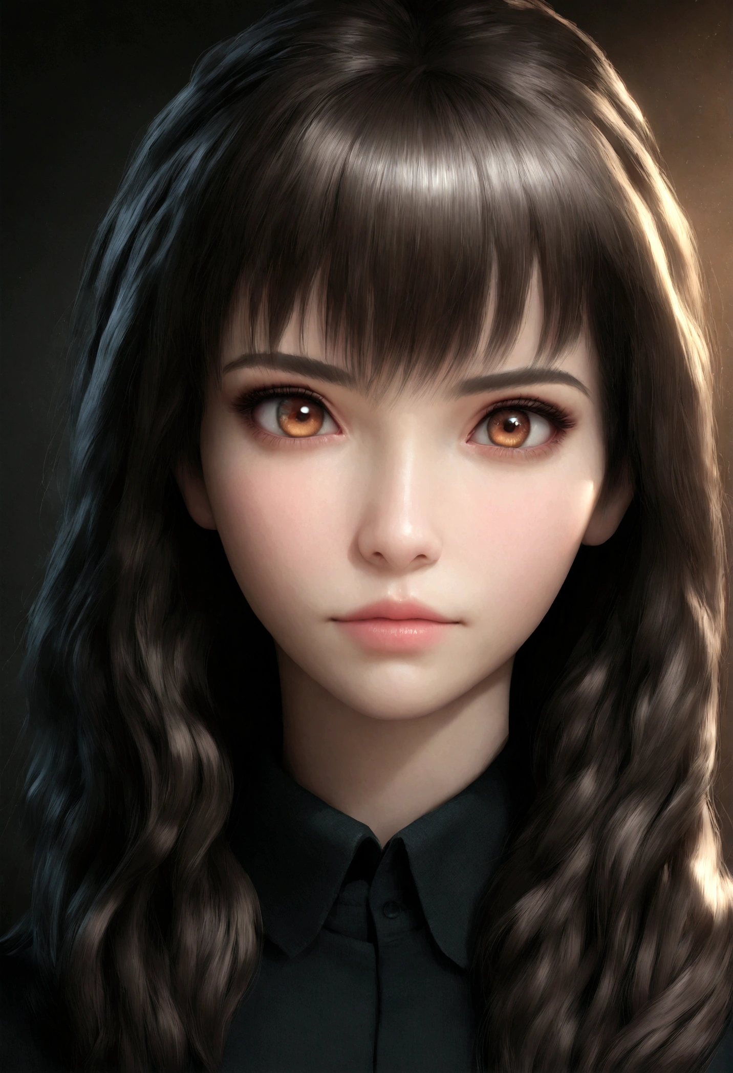 imagem arafed de uma mulher com cabelo comprido e um top preto, 3 d anime realista, photorealistic anime girl rendering, 8k portrait render, Estilo anime 3D realista, arte cg anime suave, anime jovem realista, Realistic. Cheng Yi, anime fotorrealista, belo rosto realista, anime hiper realista, retrato impressionante do rosto do anime, rosto bonito realista
