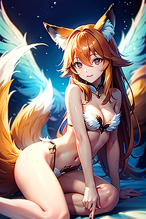 Fox with wings, background dreamland