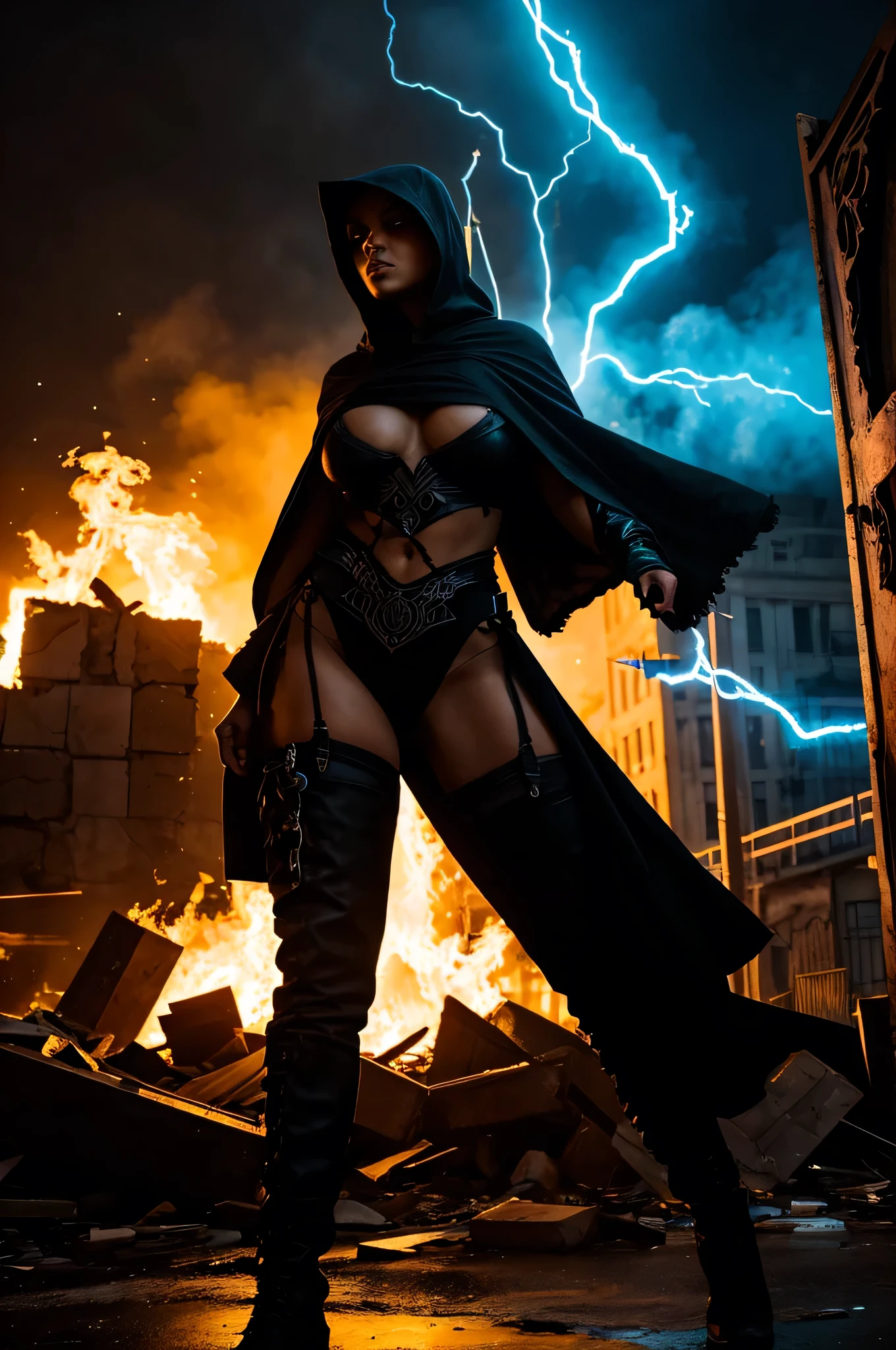 In the heart of the city's forgotten district, where the walls are canvases for the voiceless, stands a busty, big butt, rogue figure, a regal enigma cloaked in graffiti-laden armor. Her presence is a captivating contradiction, the vibrant chaos of street art clashing with the ghostly silhouette of her hooded visage. She is the embodiment of the urban spirit—grime and glory, battle-scarred yet undeniably majestic. With a curved dagger in hand, she cuts through the swirling mists, a silent sentinel against the backdrop of a concrete jungle. A mesmerizing, otherworldly artwork that showcases the power of transformative neon flames in vibrant graffiti spray shades of blue, orange, and yellow. The flames take the form of an assassin's cloak, surrounding and enveloping the rogue figure, who emerges from a small, dark bottle at the bottom of the composition. The deep black background intensifies the visual impact, allowing the fiery hues to take center stage and captivate the viewer's attention, a meticulously crafted masterpiece, captures the essence of dark fantasy—a beacon of resilience amidst the debris of the broken city. She is not just a character; she is a statement, a living piece of graffitipunk art that breathes life into the very stones that bear her image.a mysterious and alluring phoenix woman. The silhouette of the phoenix woman is intricately crafted through a series of vivid interconnected creed, creating an illusion of depth and dimension. features a striking contrast of dark and light shades, accentuating her captivating profile. she appears in a cloud of smoke out of a genie's lamp