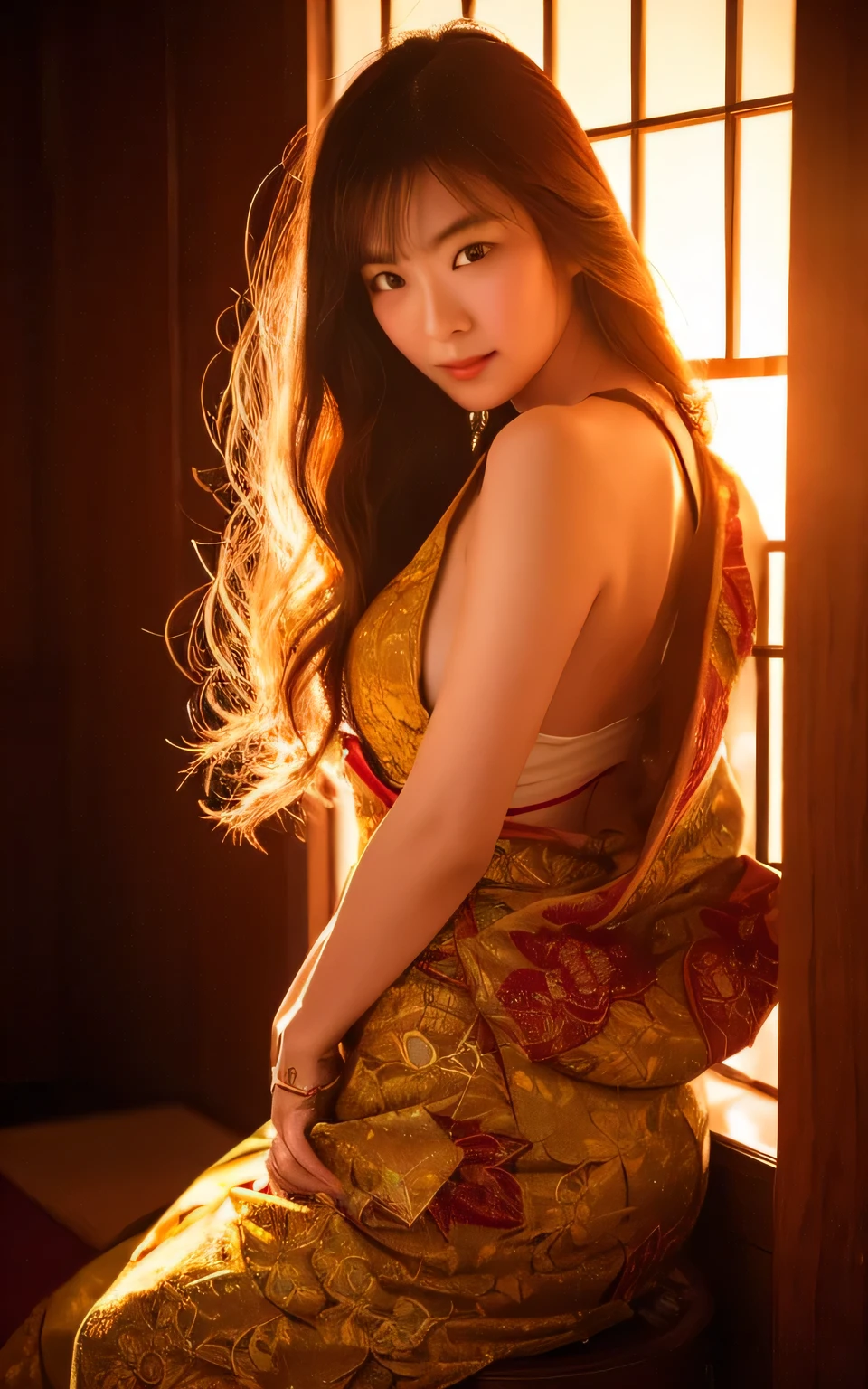 masterpiece、Beautiful realistic Japan woman、Flames of the Morning Glow、Supermodel、Professional photos、Artistic:1.10,