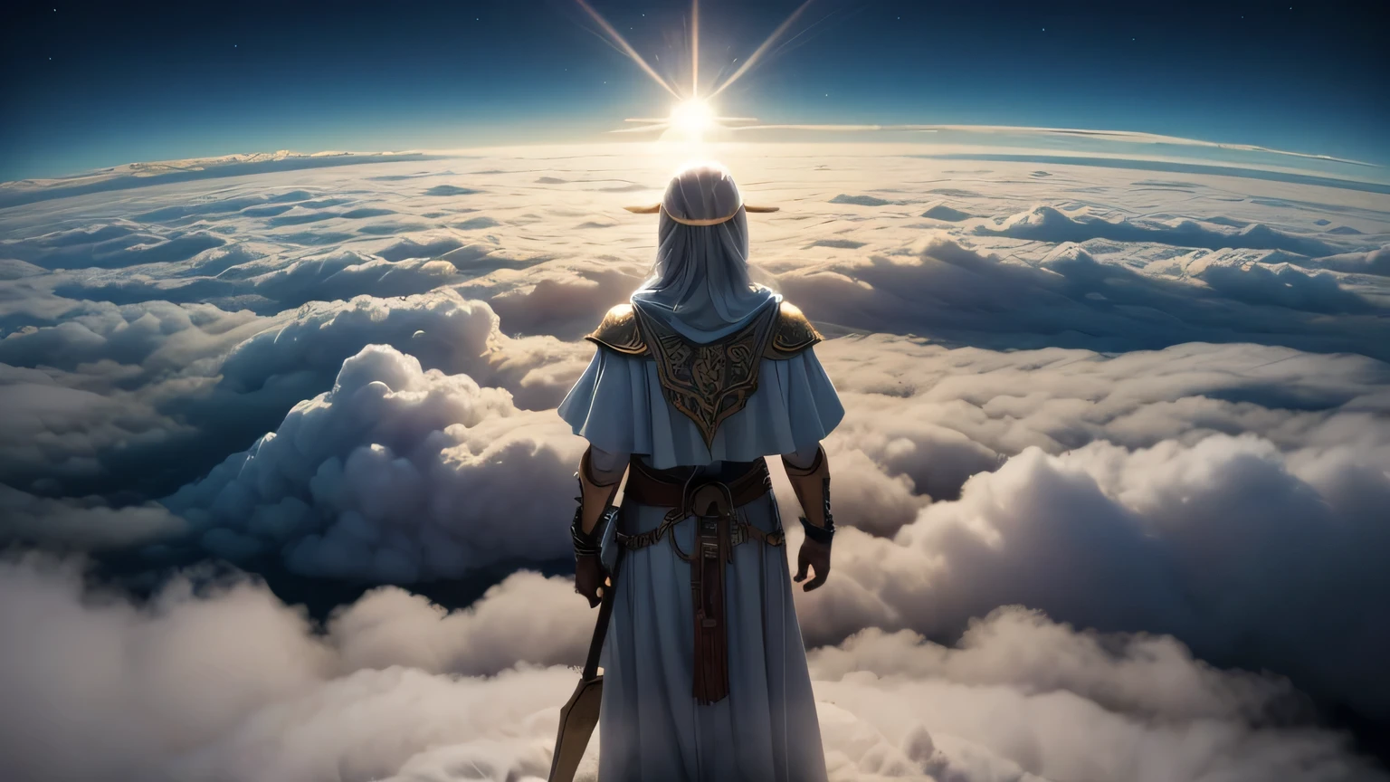 imagem de guardioes de deus, em um ambieente com nuvens, LEAVING HEAVEN