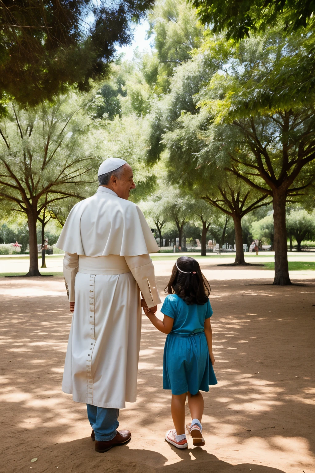((mejor calidad)), ((obra maestra)), (detallado), crea una foto de una familia de 6 integrantes: The Mom, Pope ,la hija mayor (like 13 years), la hija menor(like 5 years), la abuela y el abuelo. cada integrante debe hacer una actividad diferente, la familia puede estar en un parque y cada uno hace actividades diferentes como jugar comer, etc