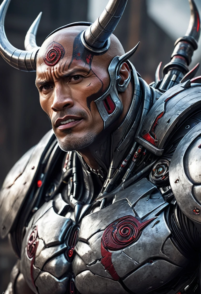 un primer plano de un hombre con cara de demonio y una cara de demonio en el pecho, arte conceptual por Zoltan Boros, presentado en zbrush central, fantasy art, 8k muy detallado ❤🔥 🔥 💀 🤖 🚀, cyborg satan, el bromista se parece a naruto, el dios del caos, dwayne johnson como el bromista, hermoso dios masculino de la muerte, Cyborg DC