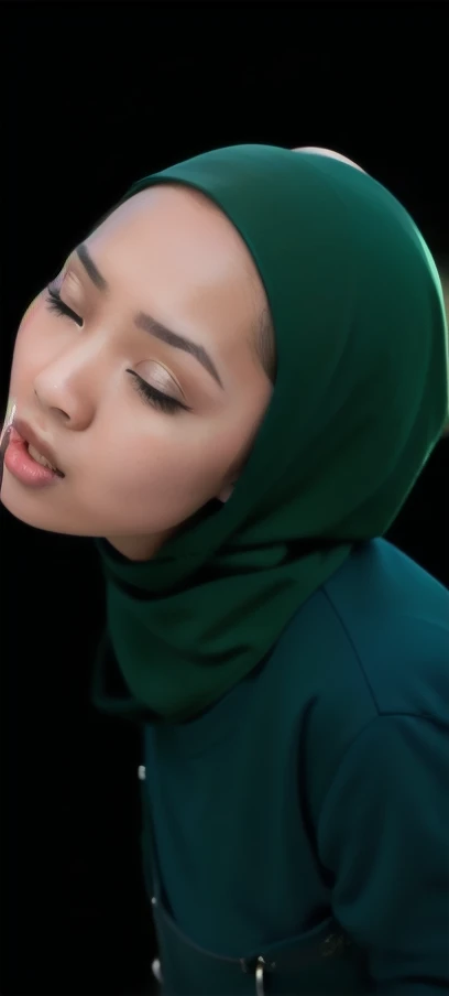 HIJAB MALAY GIRL,, IMF as a good Guy, TECHNOLGY, AI, futuristic, blockchain, International Monetary Fund, (MATRIX WORLD), ((look In front at the camera CLOSED YOUR EYES and open your mouth)).