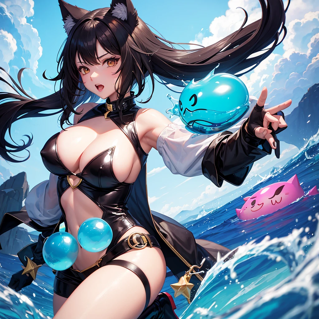 Super hero wolf girl, killing slimes