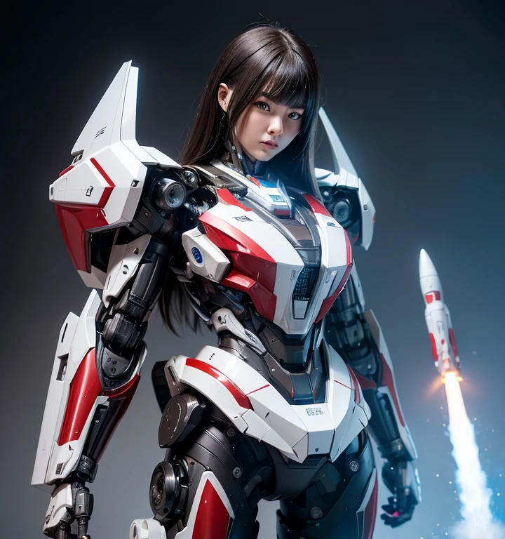  Super detailed, advanced details, high quality,  High resolution, 1080p, hard disk, beautiful,(war machine),Armor War,(Rocket Missile)Capture the big picture,beautiful,Mecha cyborg girl,battle mode,Mecha body girl,She is wearing a futuristic war machine weapon mecha,A powerful cyborg woman, sleek and futuristic, with advanced mechanical augmentations that enhance her strength and capabilities.