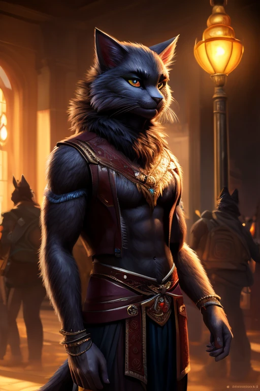 (Best Quality),(Masterpiece),(Ultra Detailed),(4k resolution),(Extremely detailed), Trending on ArtStation, Digital Painting, character concept art, cat, fur, anthro,