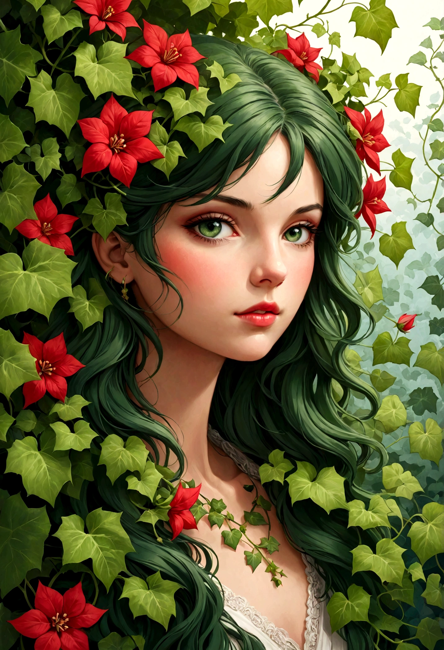 Ivy with red flowers