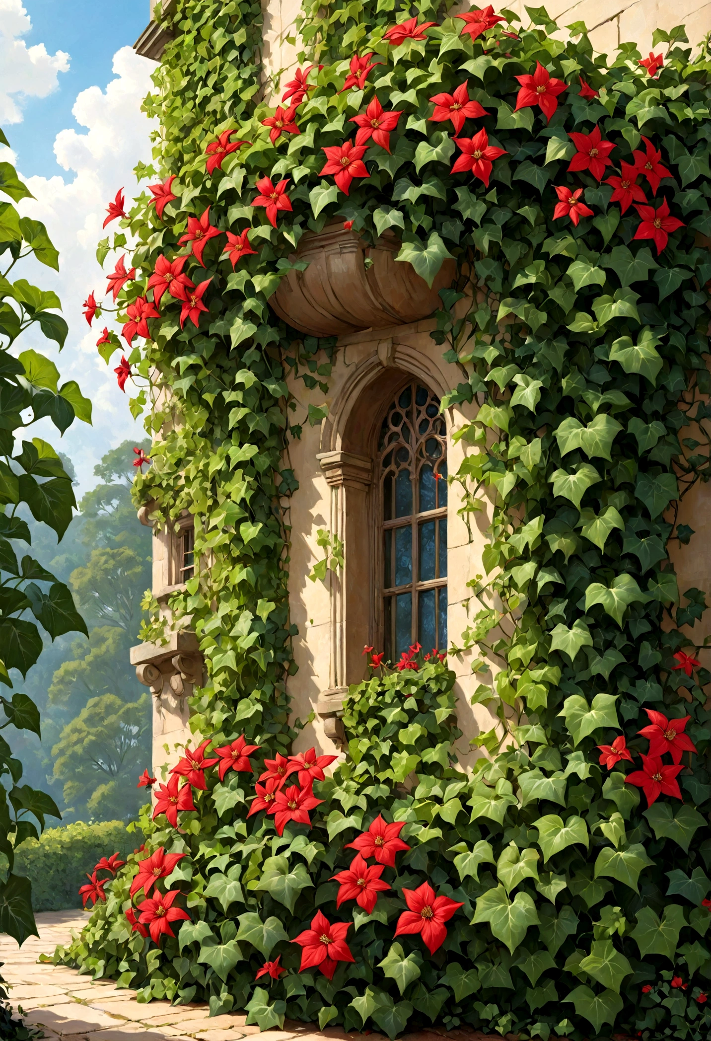 Ivy with red flowers