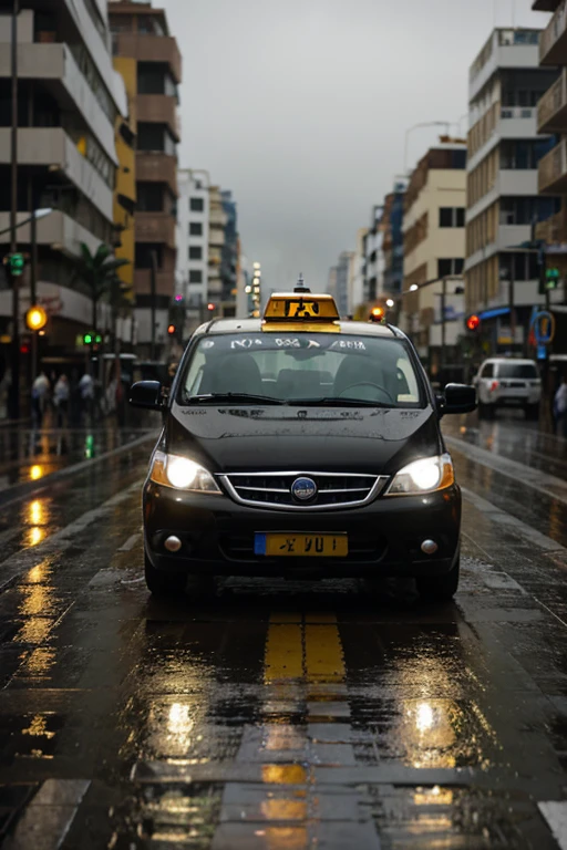 Taxi, dia lluvioso, conductor