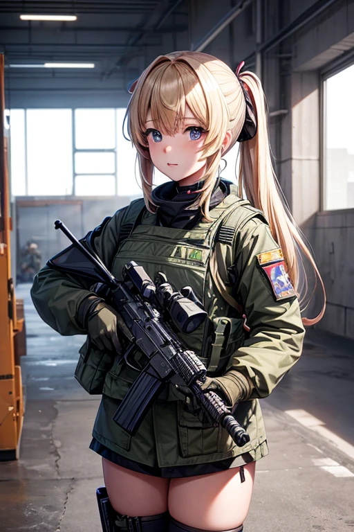 anime girl with gun in a warehouse with a big window, m4 sopmod ii chicas de primera linea, chicas de primera linea style, chicas de primera linea cg, from chicas de primera linea, finos detalles. chicas de primera linea, chicas de primera linea, infantry girl, chicas de primera linea universe, chica soldado, de una chica francotiradora en la guerra, listo para el combate, mechanized chica soldado, Fondo de pantalla animado 4k