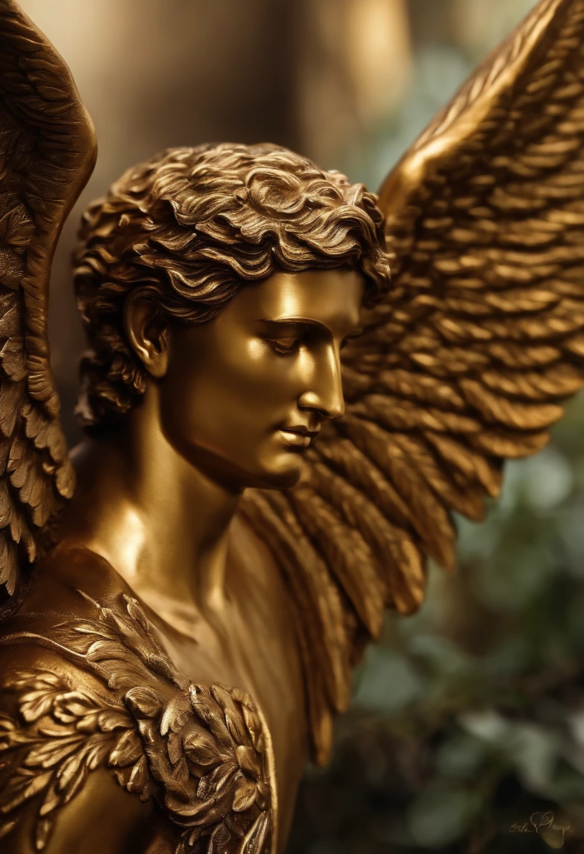 Homem romano realista beleza masculina nariz fino labios carnudos queixo qyadrado diamante. With angel wings on golden heads