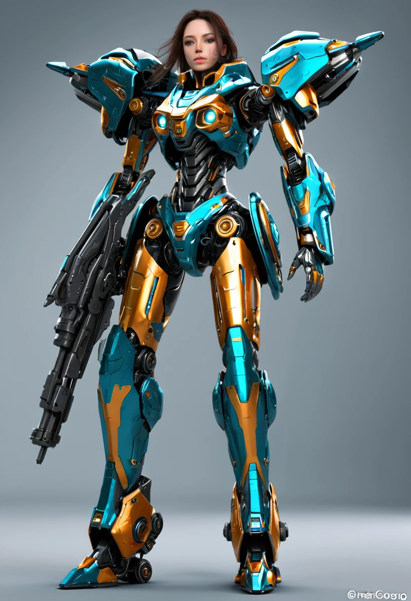 pele texturizada, super detalhe, detalhes altos, alta qualidade, melhor qualidade, high resolution, 1080p, hard disk, lindo,(Patriota de Ferro),linda mulher ciborgue,Garota Ciborgue Mecha,Modo de batalha,Garota com corpo Mecha,She wears a futuristic Patriota de Ferro mech,Tiro de corpo inteiro