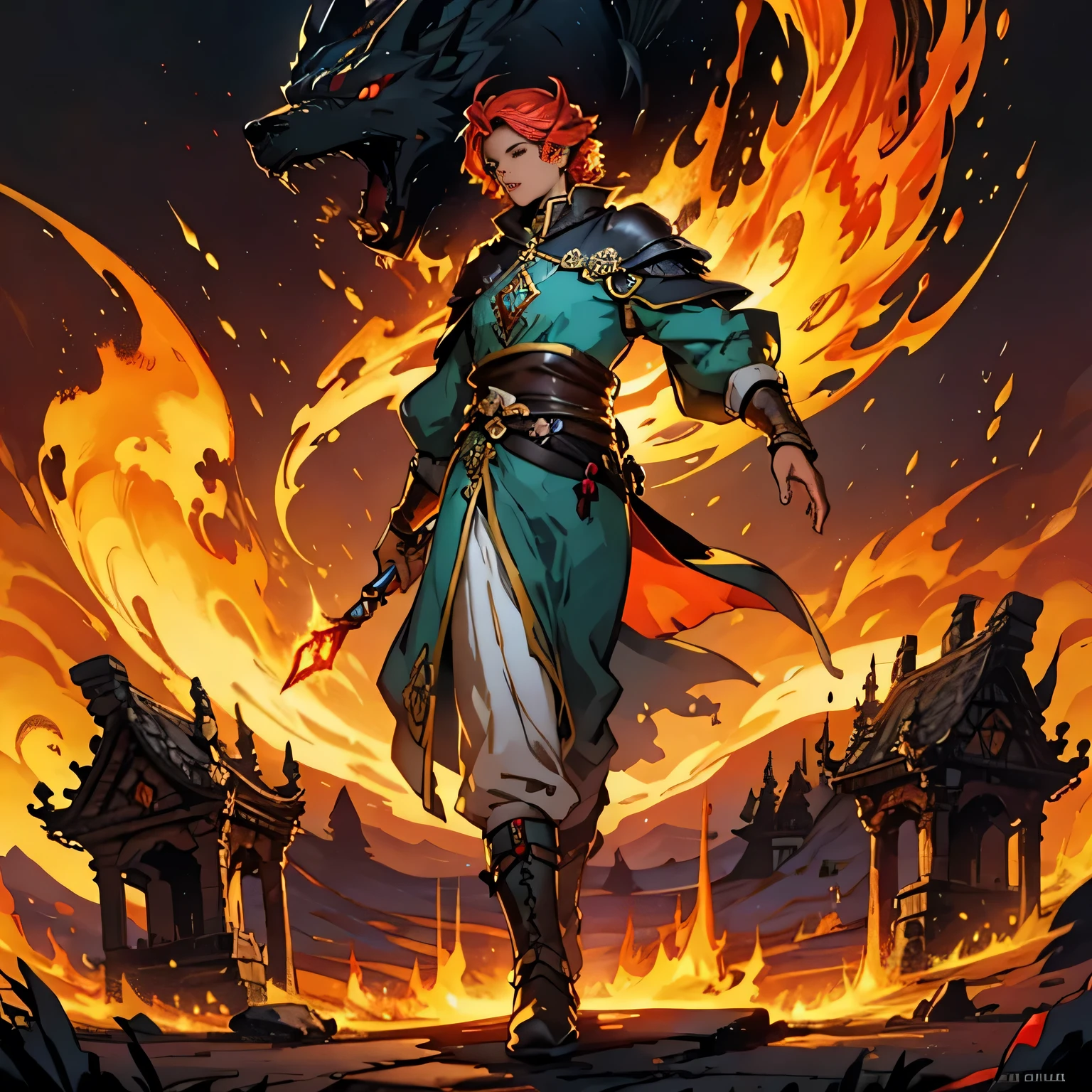fantasy illustration, fogueira enorme, Vivid fire, labaredas