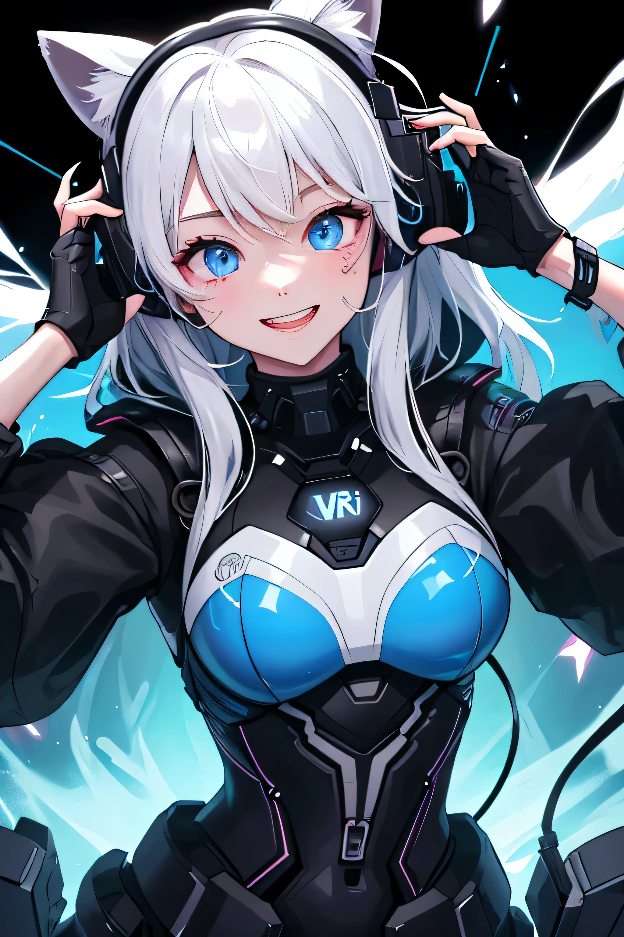 (Highest quality:1.4)、High accuracy、Detailed background、Anatomically correct、
Girl excitedly wearing virtual reality glasses in a dark room、i&#39;I&#39;m so excited、
His eyes are wide open and he is immersed in the experience inside the glasses and is slightly open or smiling、
Part of the body that moves slightly、
Your hands are shaking slightly or your body is swaying back and forth、
Slight redness of the face and neck due to increased heart rate、
Being fully immersed in the VR experience reduces your reaction to external stimuli
