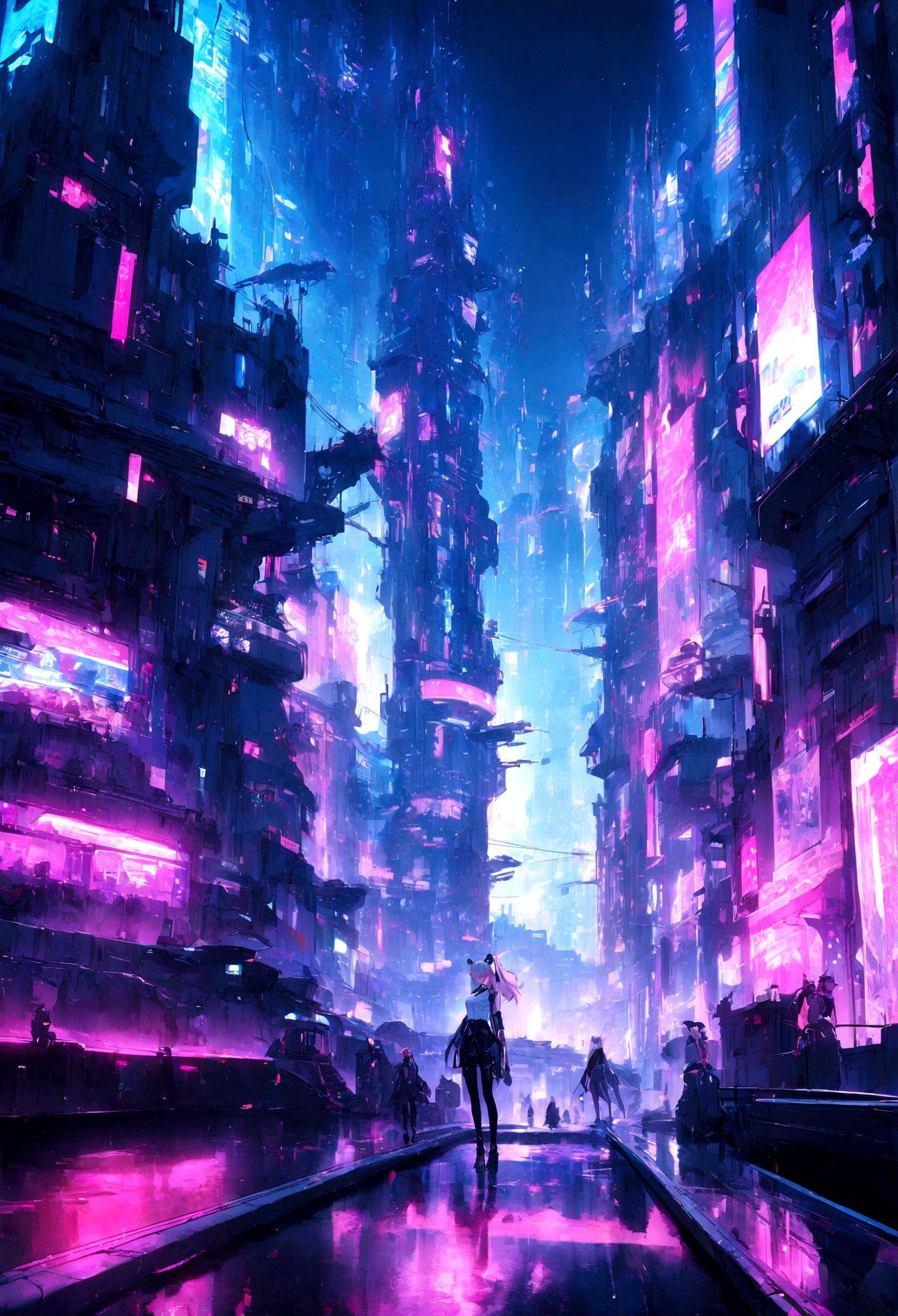 a hyper modern futuristic cyber punk city with advanced technologies
