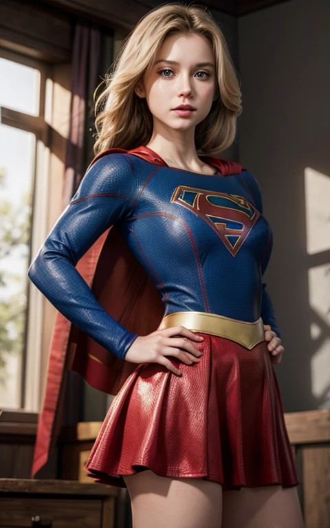 Supergirl wearing tiny skirt, topless 