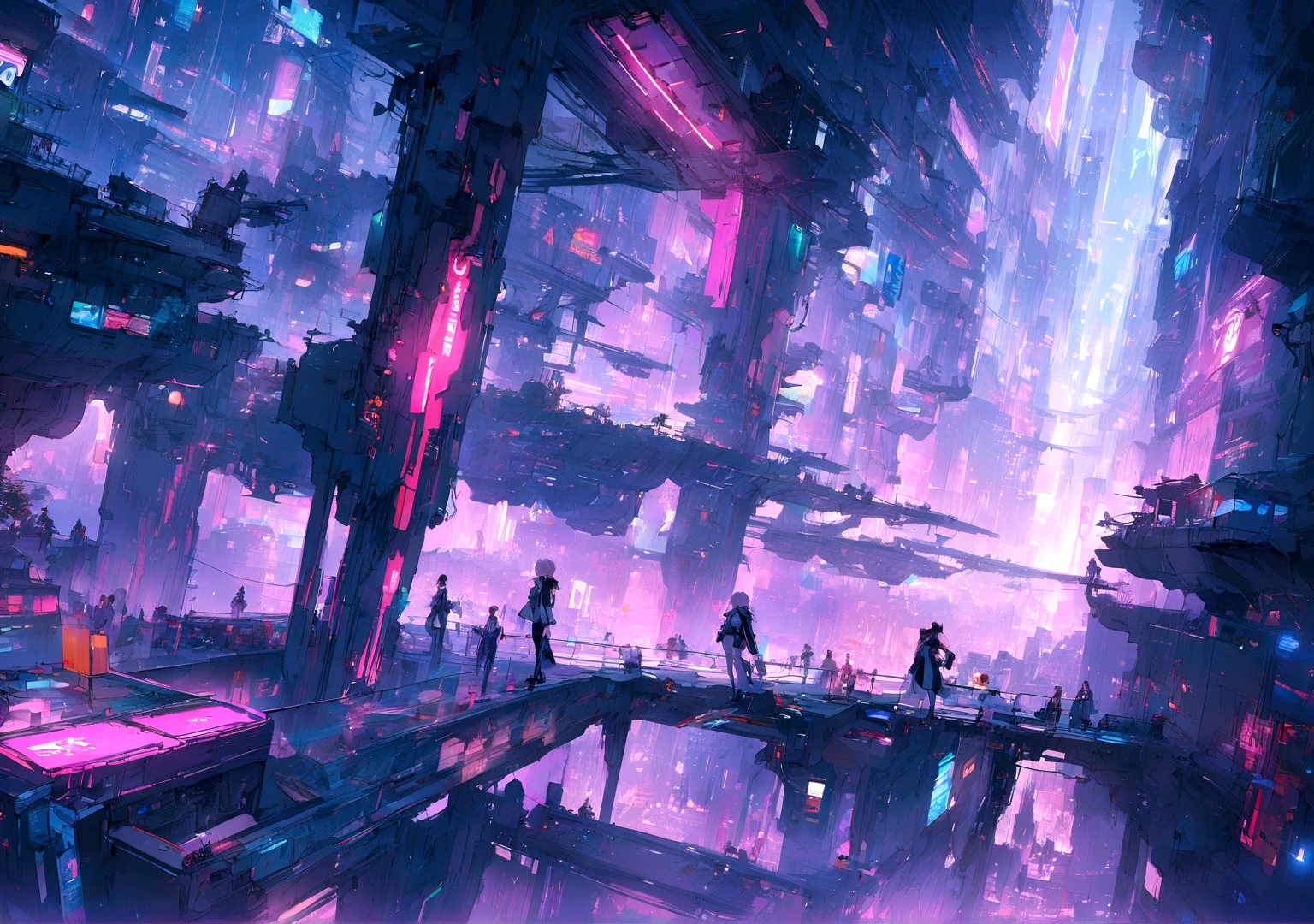 a hyper modern futuristic cyber punk city with advanced technologies