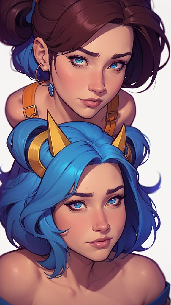 um close up de um desenho animado de uma mulher com um rabo de cavalo, Lois van Baarle e Rossdraws, style digite germe, digite germe and lois van baarle, desenho animado rossdraws vibrante, even model | digite germe, digite germe style, digite germe and rossdraws, digite germe on artstation pixiv