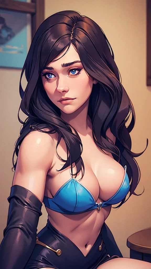 um close up de um desenho animado de uma mulher com um rabo de cavalo, Lois van Baarle e Rossdraws, style digite germe, digite germe and lois van baarle, desenho animado rossdraws vibrante, even model | digite germe, digite germe style, digite germe and rossdraws, digite germe on artstation pixiv