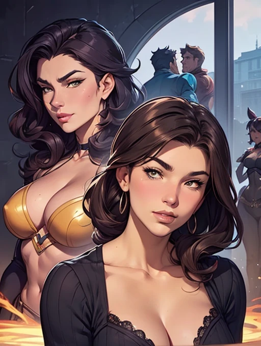 um close up de um desenho animado de uma mulher com um rabo de cavalo, Lois van Baarle e Rossdraws, style digite germe, digite germe and lois van baarle, desenho animado rossdraws vibrante, even model | digite germe, digite germe style, digite germe and rossdraws, digite germe on artstation pixiv