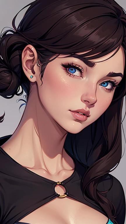 um close up de um desenho animado de uma mulher com um rabo de cavalo, Lois van Baarle e Rossdraws, style digite germe, digite germe and lois van baarle, desenho animado rossdraws vibrante, even model | digite germe, digite germe style, digite germe and rossdraws, digite germe on artstation pixiv