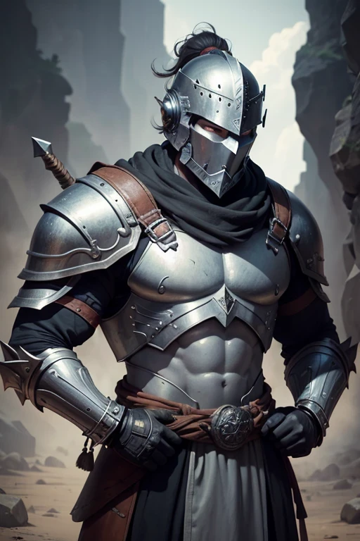 armor. Warrior carved from stone, man in armor, calibrated leather, made of stone, gray skin, face tattoos, grey, armor, armor, armor, plate armor, giant, Shield and Sword, bald, without hair, wearing her helmet. Закованный в armor. Magic around and the cave. Goliath, DND, warrior, gray skin, stone skin, tattoo, plate armor, shield, sword.