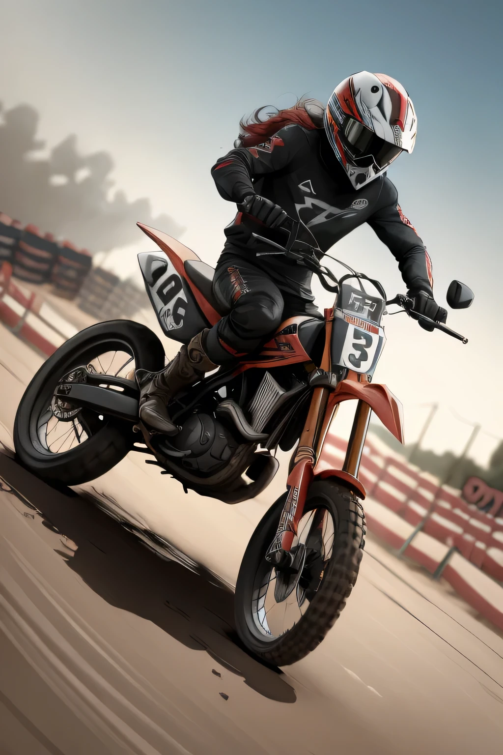 moto cross, emphasis on the helmet, sketch