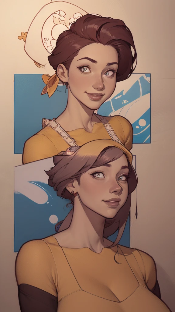 um desenho animado de uma mulher com um sorriso no rosto, retrato de desenho animado, arte dos desenhos animadosstyle, pintura digital de desenho animado, por Jason Chan, arte de pintura digital dos desenhos animados, arte digital dos desenhos animados, arte dos desenhos animados style, arte dos desenhos animados, por Ryan Yee, desenho animado de arte digital, cartoon style illustration, em estilo cartoon, arte conceitual de desenho animado, desenho animado realista, Design de personagens de retrato