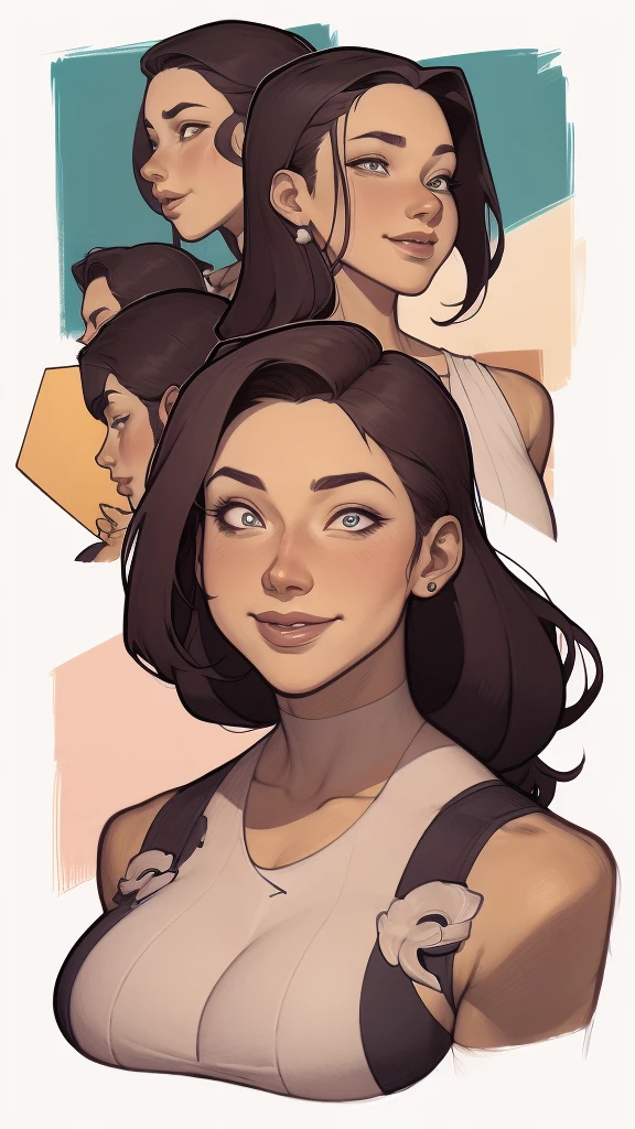 um desenho animado de uma mulher com um sorriso no rosto, retrato de desenho animado, arte dos desenhos animadosstyle, pintura digital de desenho animado, por Jason Chan, arte de pintura digital dos desenhos animados, arte digital dos desenhos animados, arte dos desenhos animados style, arte dos desenhos animados, por Ryan Yee, desenho animado de arte digital, cartoon style illustration, em estilo cartoon, arte conceitual de desenho animado, desenho animado realista, Design de personagens de retrato