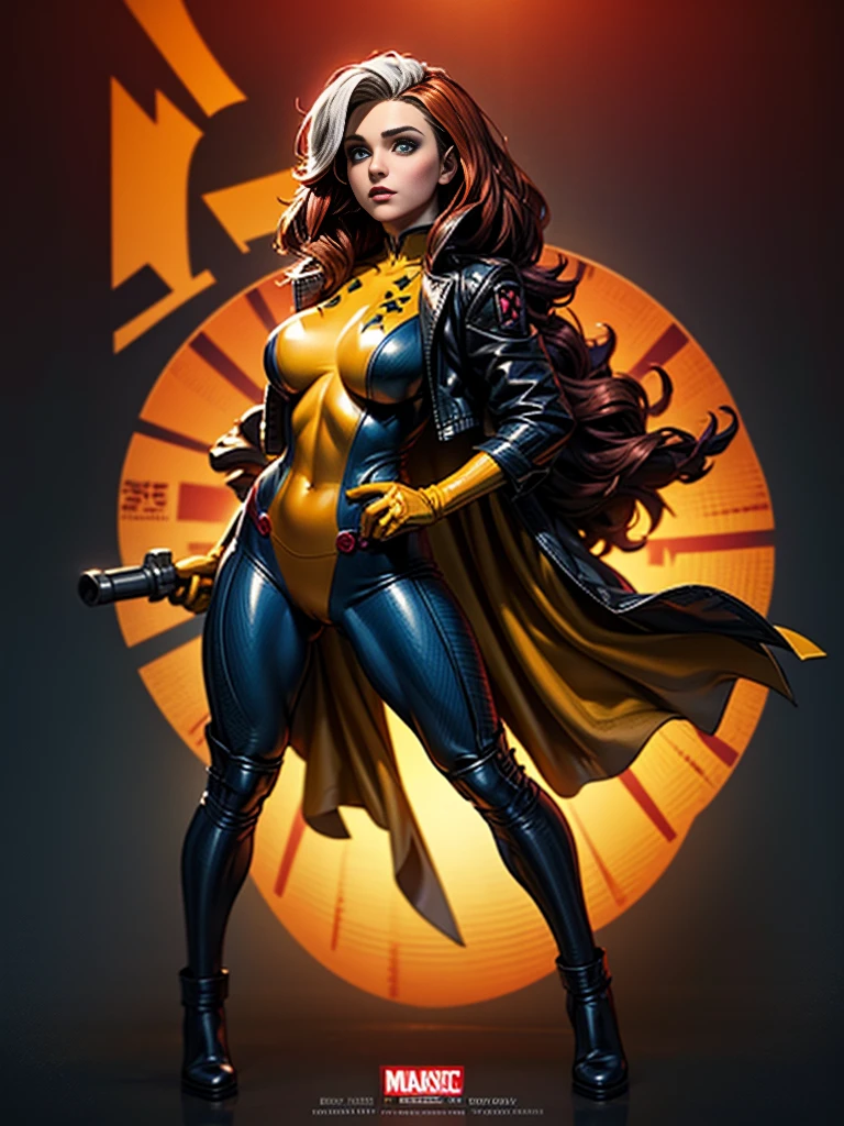 Hayden Panettiere、masterpiece、High quality 4K、villain (X-Men)、Gothic Girl、Sculpted Body Gothic Makeup、Black jacket、Red and blue bodysuit、masterpiece、highest quality、Cowboy Shots、one personの女の子、one person、Technology Military Bodysuit、fringe