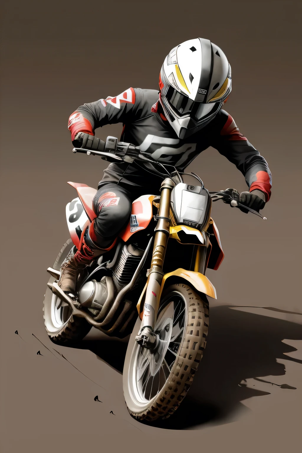 moto cross, emphasis on the helmet, sketch