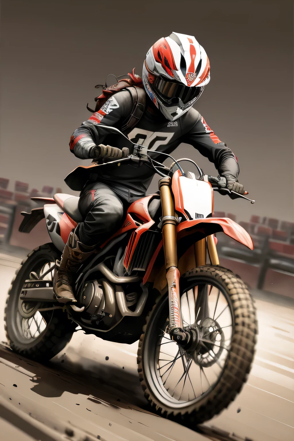 moto cross, emphasis on the helmet, sketch