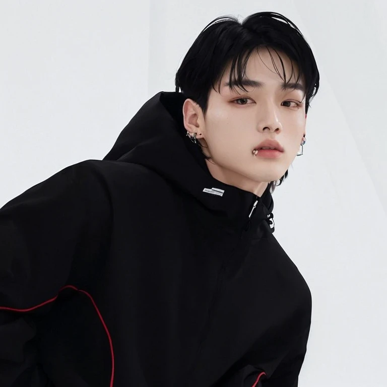 Hombre arafed con una sudadera con capucha negra y pantalones rojos., jungkook, cai xukun, hyung tae, kim doyoung, Hong June Hyung, jinyoung shin, cuchilla del grupo de drenaje, pintar ulzzang, Jung Jaehyun, kim taejin, retrato de jossi de blackpink, inspirado en jeonseok lee, hyung tae kim, Shin Jeongho, posee cabello color rojo, frown