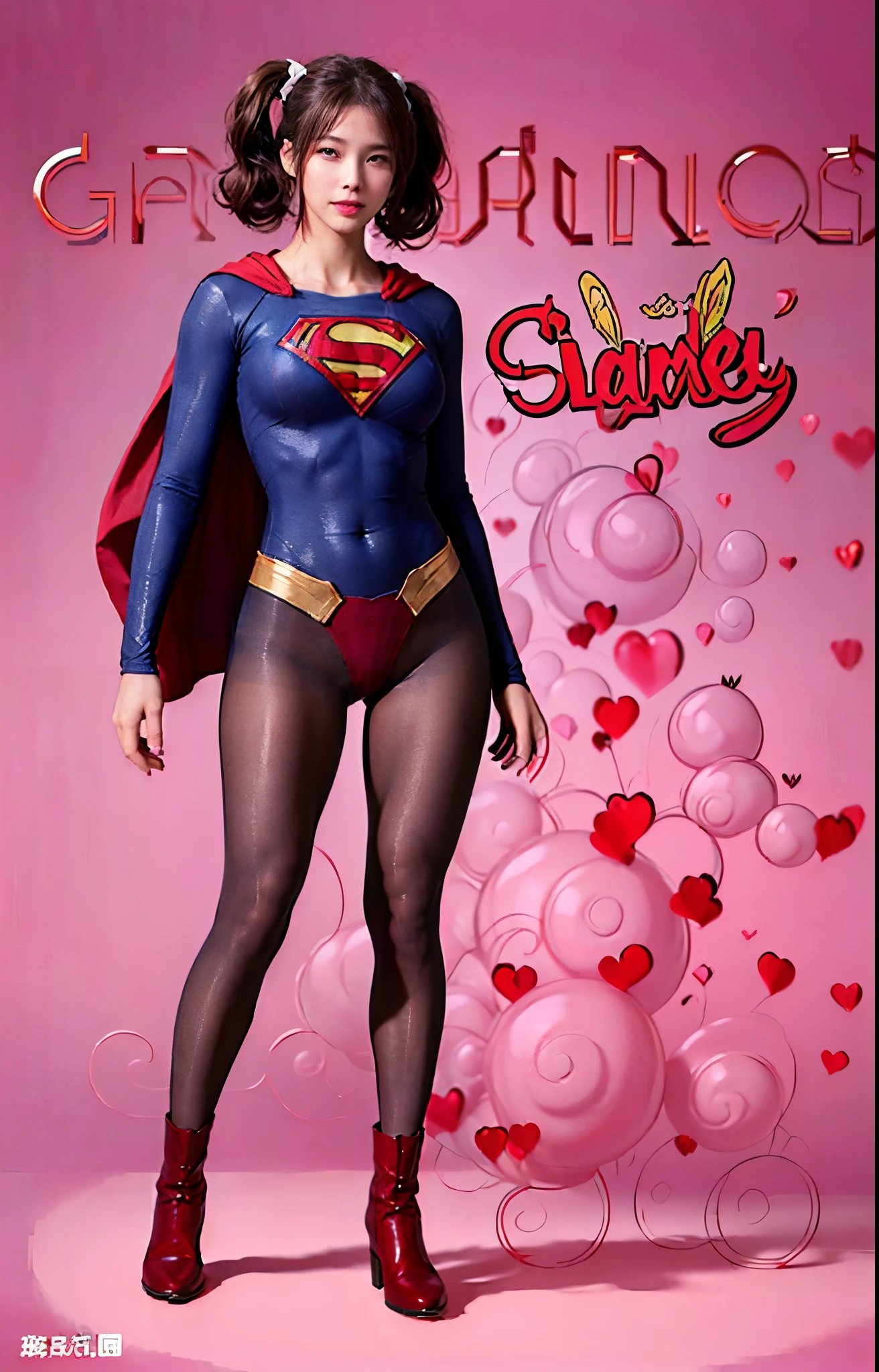 No background、(((Beautiful legs in black tights.)))、(((Legally express the beauty of your smile)))、((((Make the most of your original images)))、(((Body-hugging Supergirl costume)))、(((Supergirl Costume)))、(((Beautiful hair with twin tails)))、(((suffering)))、(((Please wear black tights....、Wear red boots)))、((Best image quality、8k))、((highest quality、8k、masterpiece:1.3))、(((Preserve background )))、Sharp focus:1.2、Beautiful woman with perfect figure:1.4、Slim Abs:1.2、Wet body:1.5、Highly detailed face and skin texture、8k