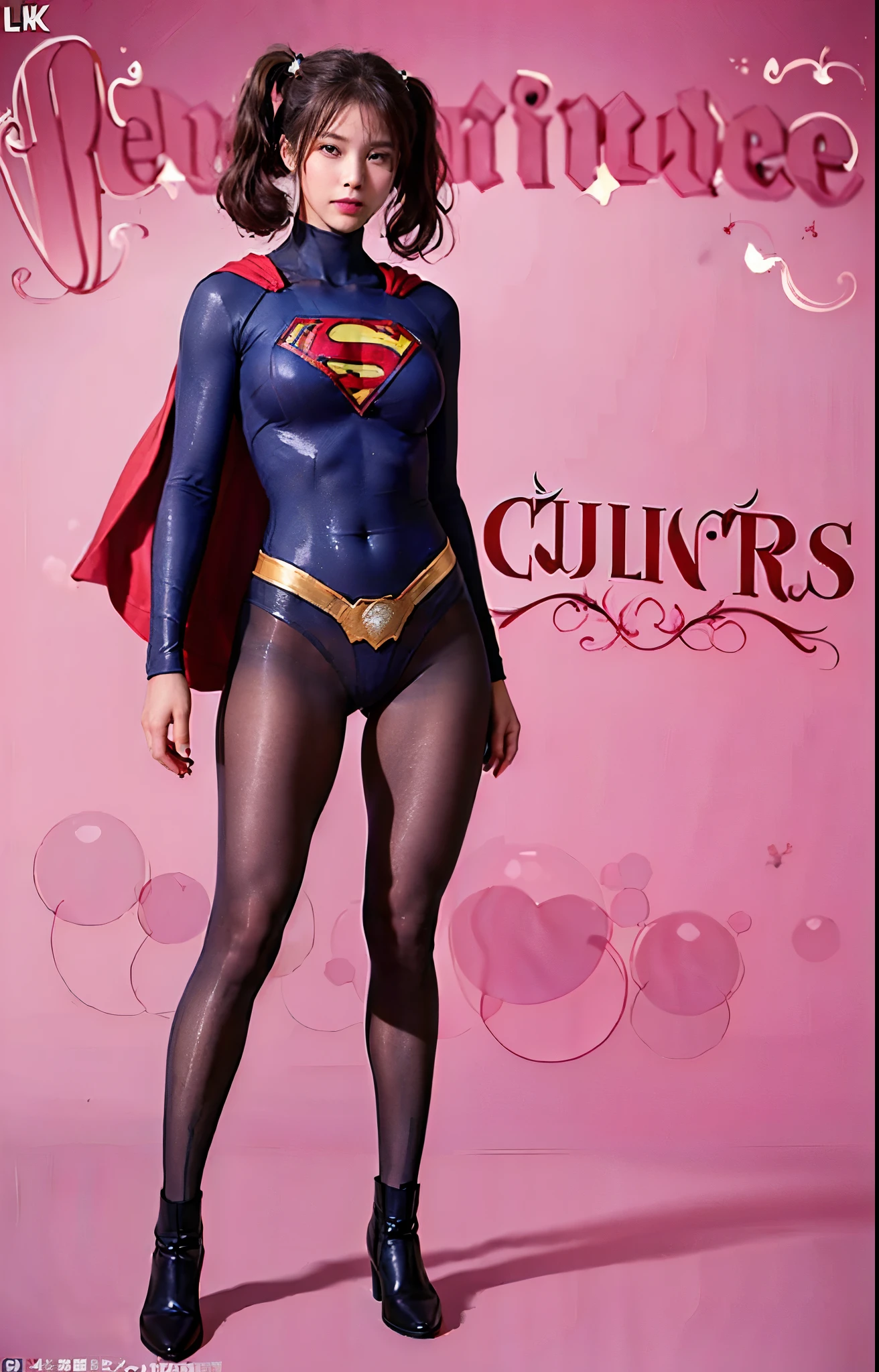 No background、(((Beautiful legs in black tights.)))、(((Legally express the beauty of your smile)))、((((Make the most of your original images)))、(((Body-hugging Supergirl costume)))、(((Supergirl Costume)))、(((Beautiful hair with twin tails)))、(((suffering)))、(((Please wear black tights....、Wear red boots)))、((Best image quality、8k))、((highest quality、8k、masterpiece:1.3))、(((Preserve background )))、Sharp focus:1.2、Beautiful woman with perfect figure:1.4、Slim Abs:1.2、Wet body:1.5、Highly detailed face and skin texture、8k