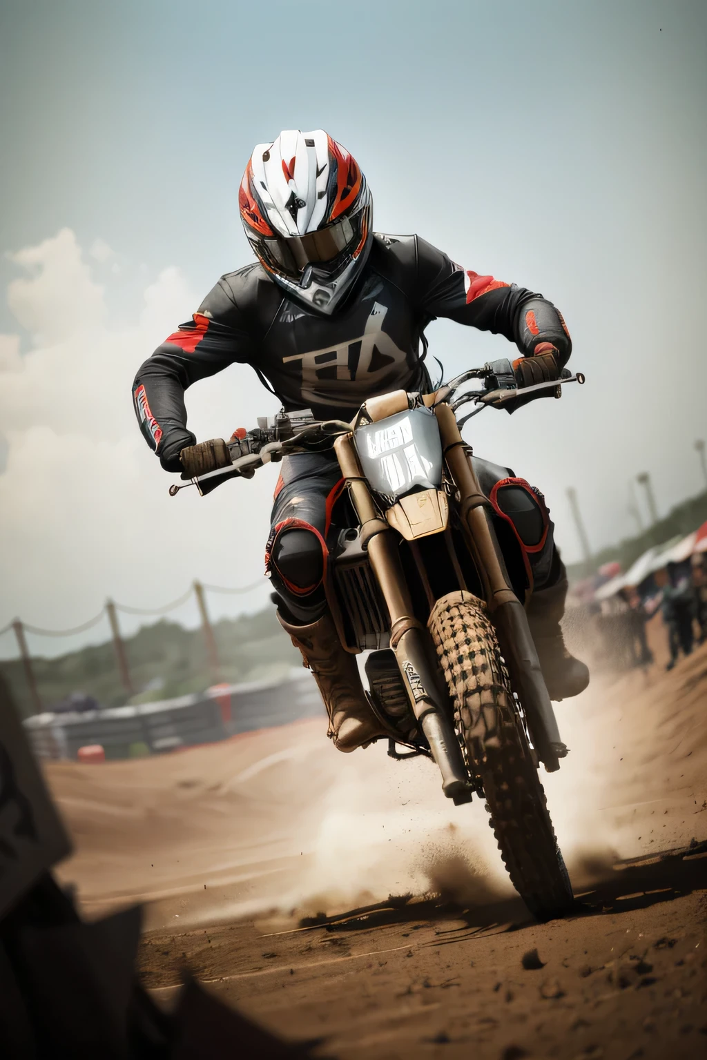 moto cross, emphasis on the helmet, sketch