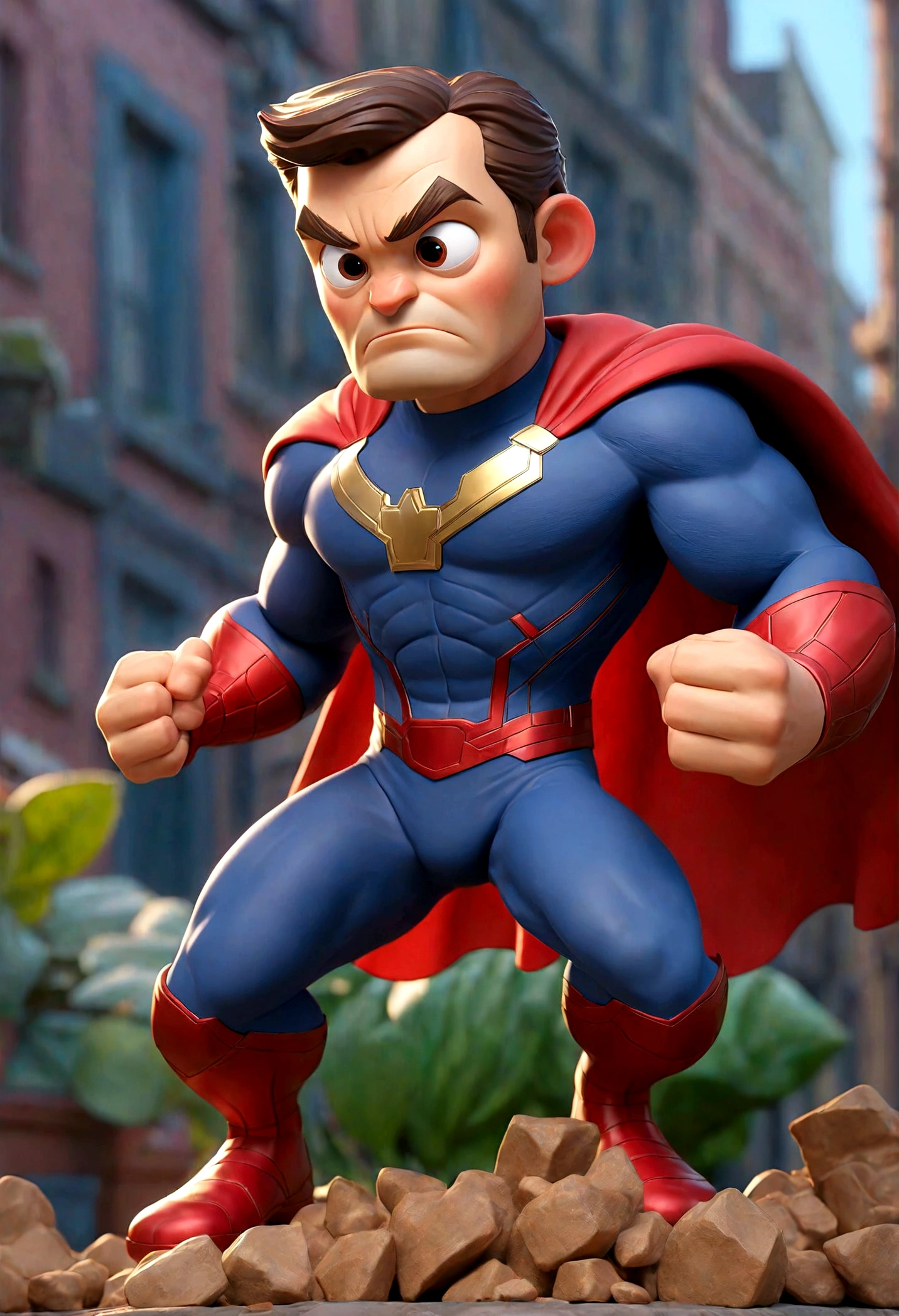 a middle-aged man, prominent brown eyes, full body, dressed as a Marvel superhero, 3D poster, Disney, Pixar style, vibrant colors, dynamic pose, cinematic lighting, highly detailed, photorealistic, 8k, best quality, masterpiece, intricate details, sharp focus