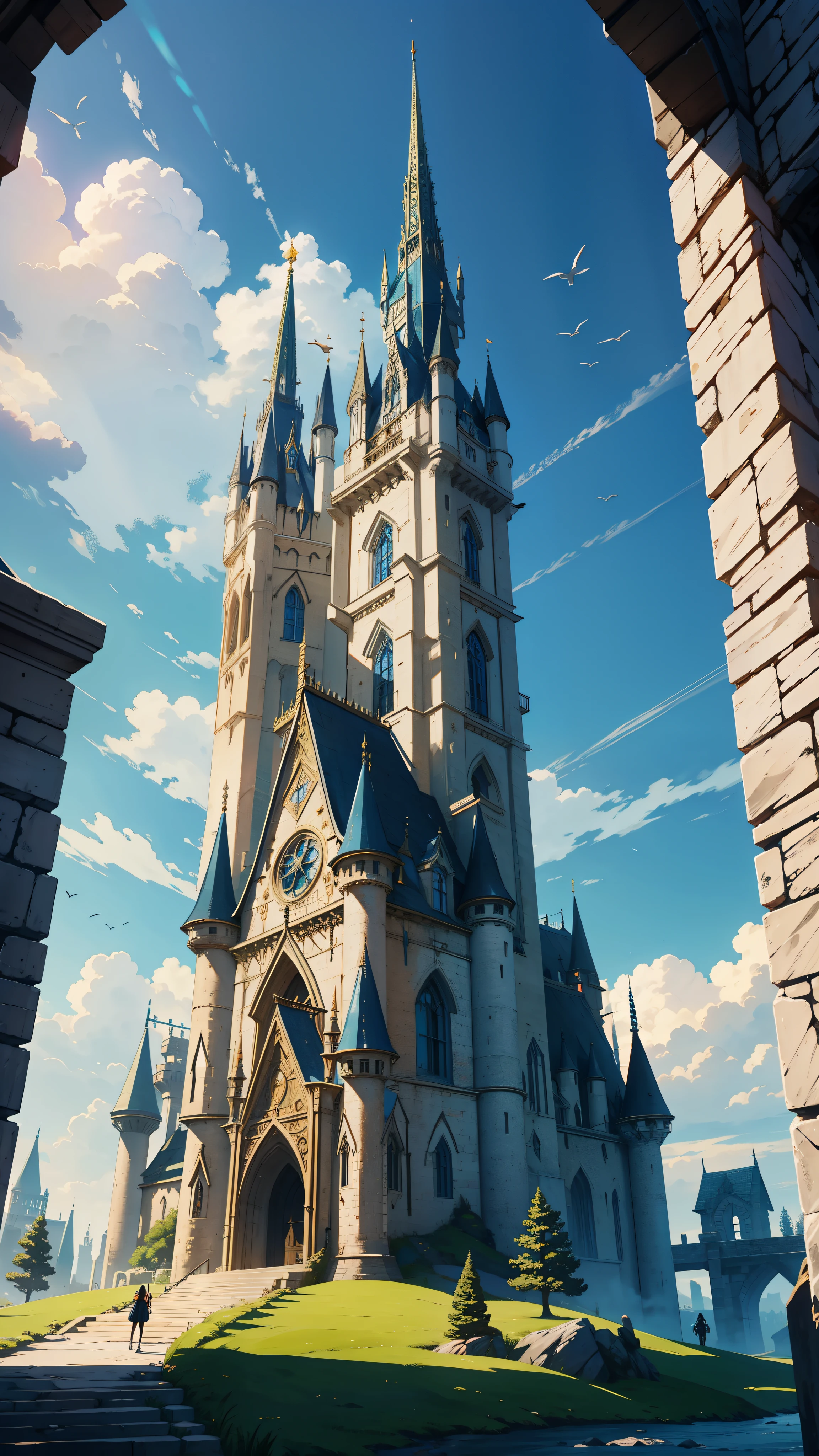 a kingdom set in a fantasy land that combines medieval and futuristic architecture
