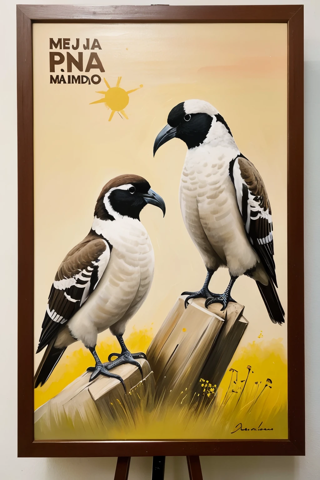 ((mejor calidad)), ((obra maestra)), (detallado), un vote de pintura con un logo que indica que es contra las palomas 