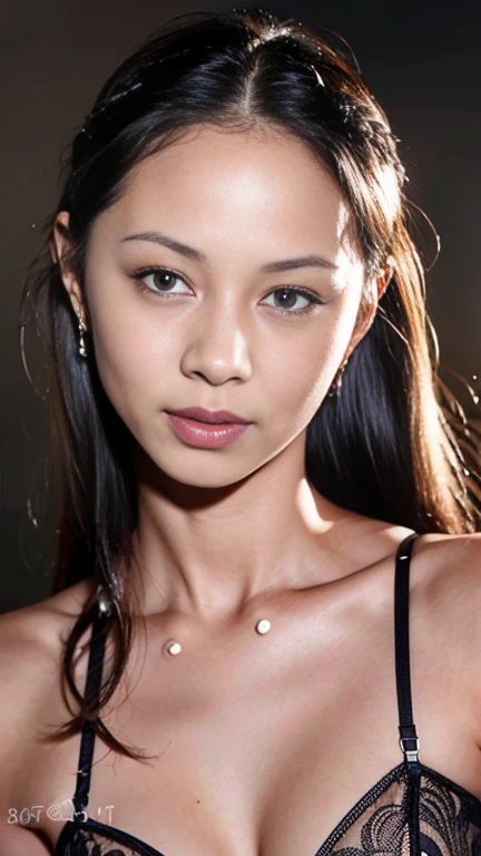 (photograph:1.2)、(photorealistic:1.3)、(masterpiece:1.3)、(Highest image quality:1.4)、ultra high resolution、(detailed eyes)、(detailed facial features)、(Detailed garment features)、8K resolution、solo focus、26 year old mature woman、no makeup、Detailed leal beautiful eyes、bangs、gold hair、long cut hair, braided hair、(realistic skin)、beautiful skin、charming、ultra high resolution、Super realistic、High definition、open lingerie、small breasts、bust B cup、cool beauty、Gray background、cinematic lighting、perfect、soft light、High resolution skin:1.2、realistic skin texture