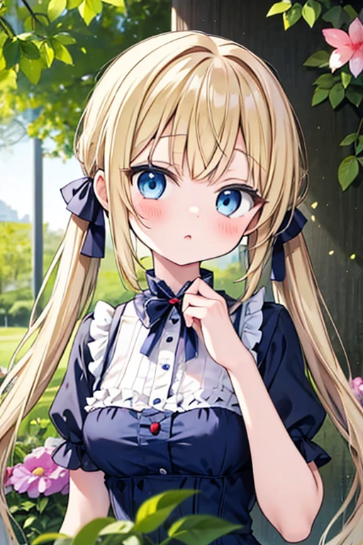 blonde blue eyes、ta、Medium breasts、twin tails、female brat,Have a bug trap,Beetle,
