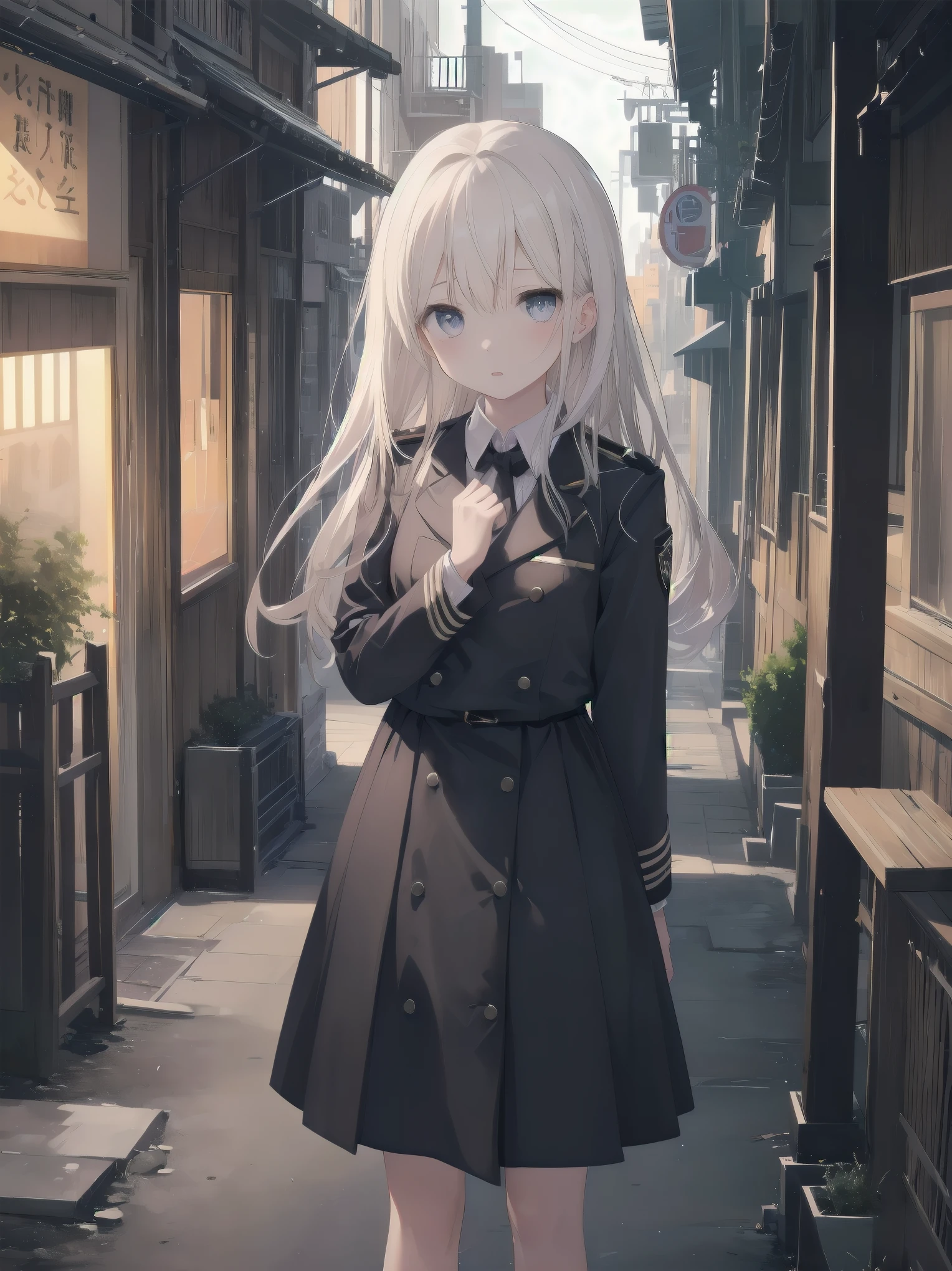 Masterpiece、high quality、high resolution、One girl、solo、uniform, Surprised expression, Standing in the park, At night,Half-body photo, Super detailed, Ultra HD、cute、A shy and shy pose、Capture your subjects at their best with photogravure settings