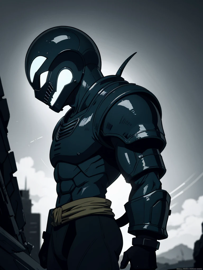 a highly detailed anime-style snake-like alien villain wearing a simple warrior armor, inspired by Dragon Ball art by Akira Toriyama, masterpiece, best quality, 4k, 8k, highres, ultra-detailed, physically-based rendering, sharp focus, vivid colors, dramatic lighting, dark moody color palette, chiaroscuro lighting, cinematic composition