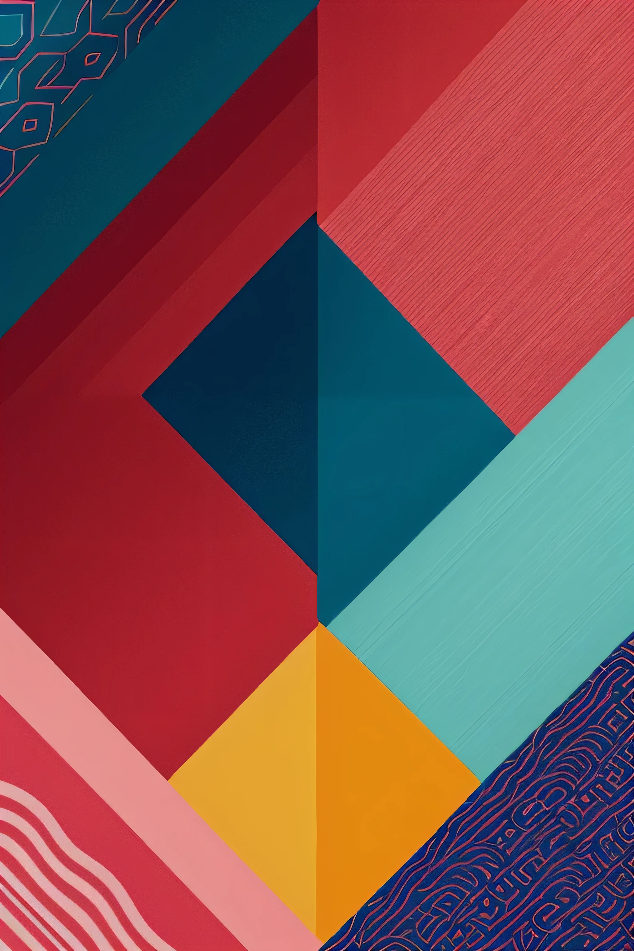 a harmonious blend of abstract geometric patterns and vibrant colors, creating a sophisticated yet playful look. Incorporate subtle textures and gradients to add depth and interest.