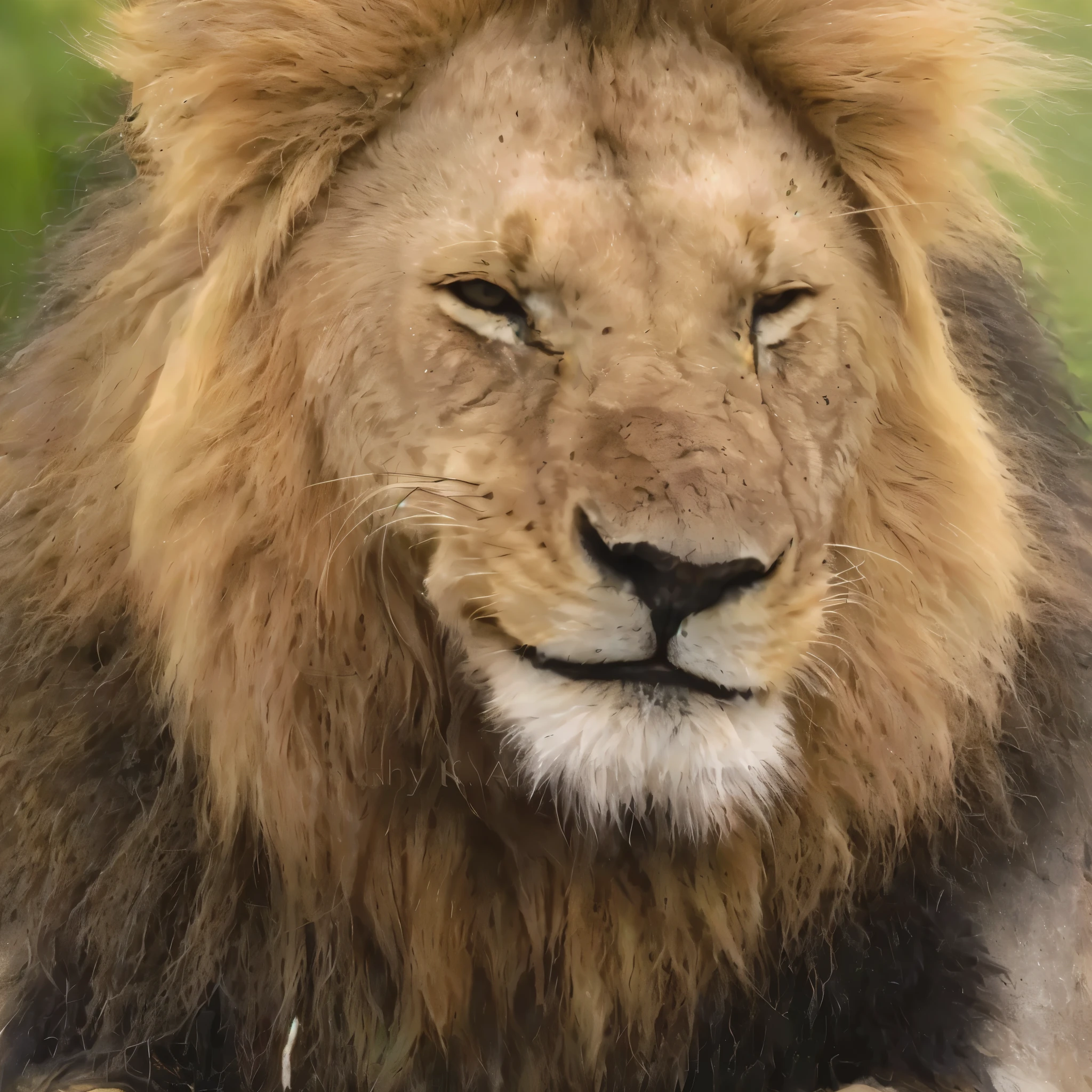 araffe sitting on a rock with a green background, prideful look, proud looking, portrait of a lion, face of an lion, with the mane of a lion, the mane of a lion, proud look, fierce expression 4k, king of the jungle, arrogant look, fierce expression, lion mane, frontal close up, aggressive look, proud looking away