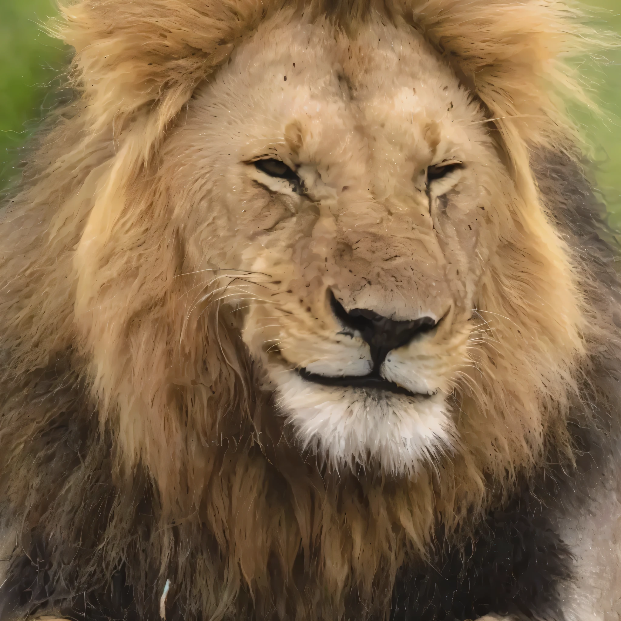 araffe sitting on a rock with a green background, prideful look, proud looking, portrait of a lion, face of an lion, with the mane of a lion, the mane of a lion, proud look, fierce expression 4k, king of the jungle, arrogant look, fierce expression, lion mane, frontal close up, aggressive look, proud looking away
