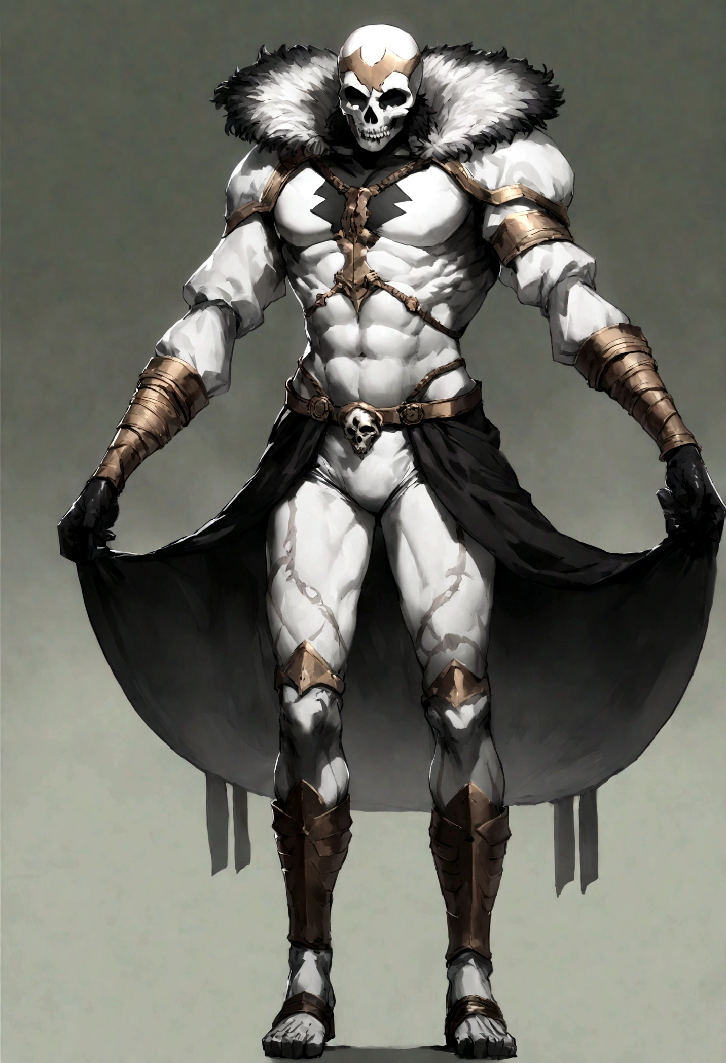 Homem forte e tatuado, with skull mask,((full body:1.7)).