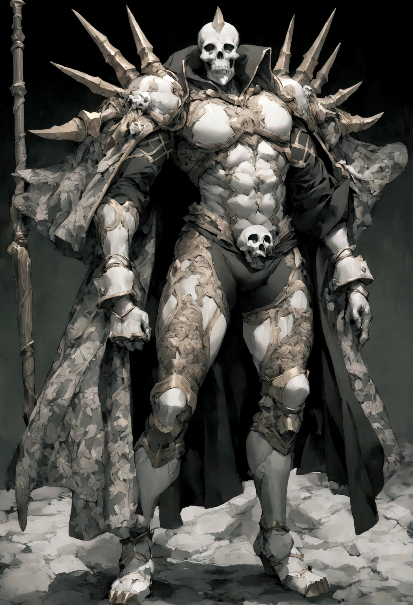 Homem forte e tatuado, with skull mask,((full body:1.7)).