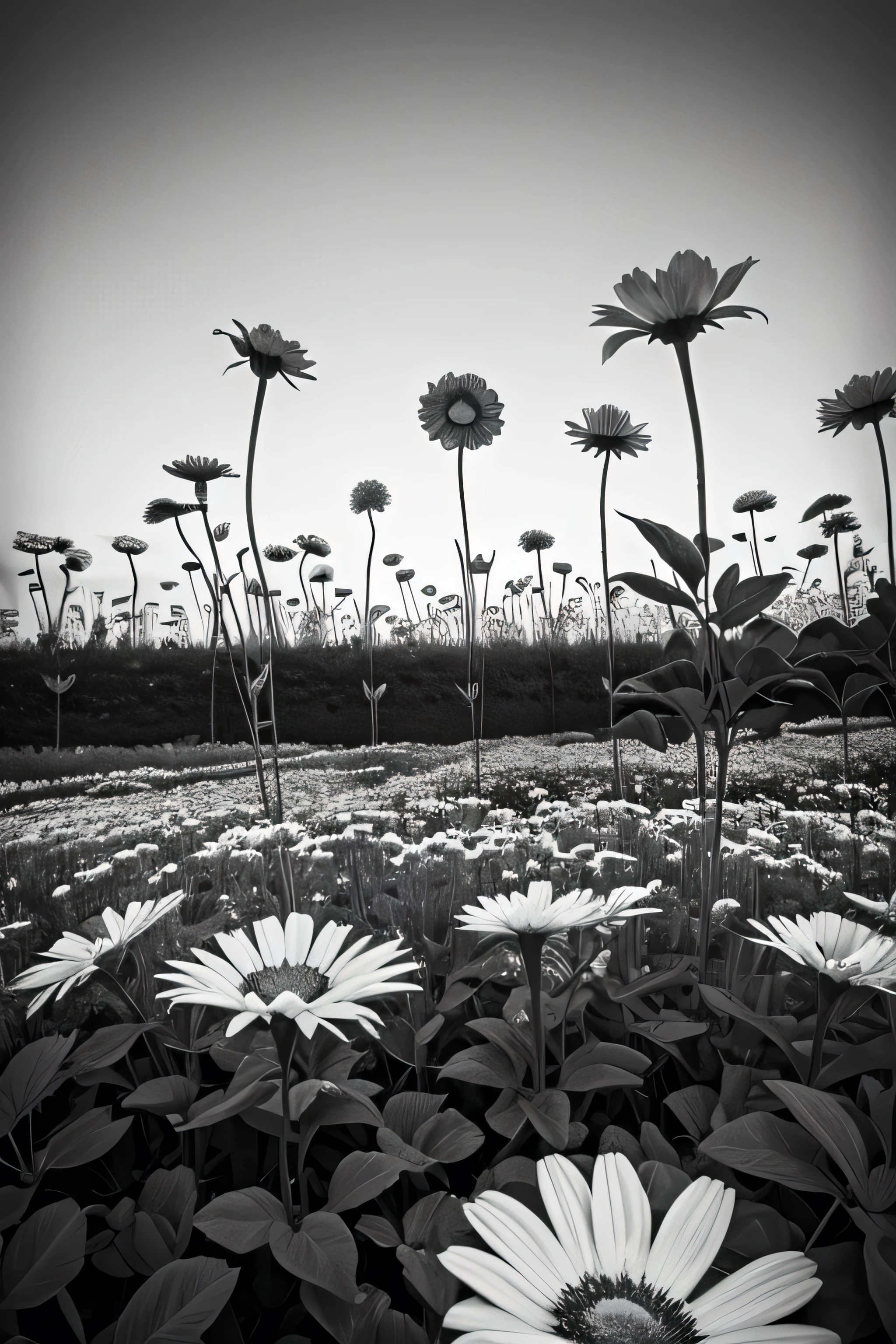 an array of vibrant flowers black and white blue